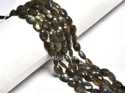 10 inch strand labradorite Oval Beads Faceted, Black rainbow oval Briolette gemstone beads, Labradorite beads Faceted Oval For Necklace Sale