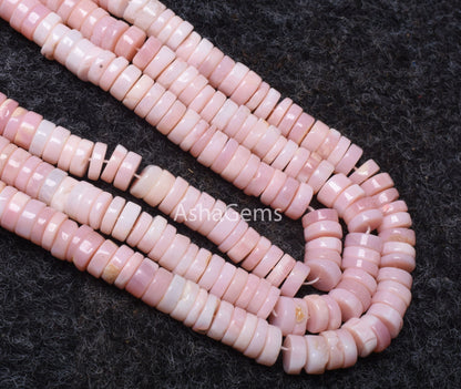 8 mm AAA Pink Opal Smooth Tyre Shape Beads, Shaded Pink Opal Flat Tyre Beads,8/16" Strand Opal Smooth handmade Heishi Bead Opal Jewelry SALE