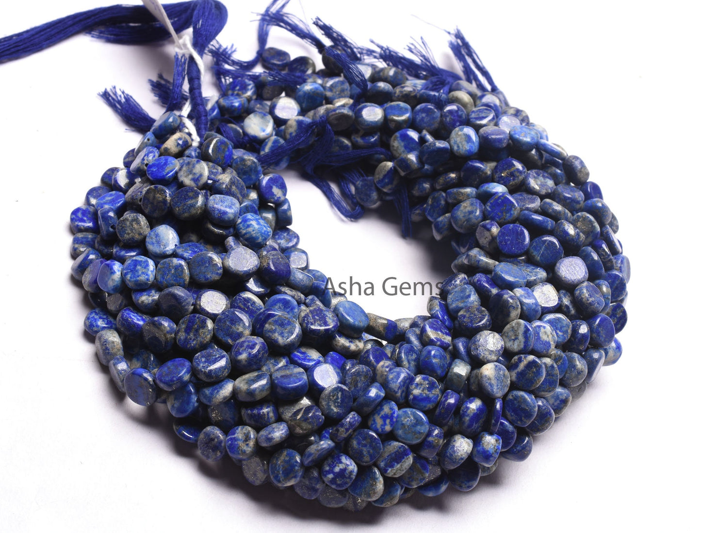 Natural Lapis Lazuli Smooth Coin Gemstone Beads,13" Strand Blue Lapis Plain Handmade Uneven Flat Coin Straight Drill Bead lapis Jewelry SALE