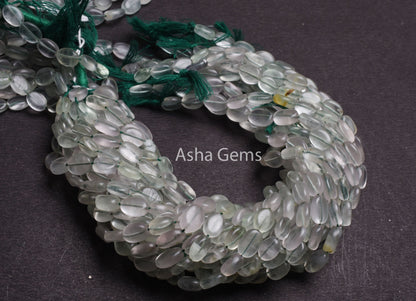 Natural Light Green Fluorite Smooth Oval Shape Handmade Gemstone Beads,12.5"Strand Fluorite Mani Oval Straight Drill Bead Jewelry Craft SALE