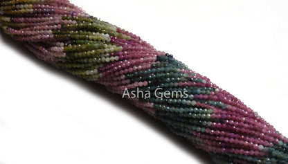 2.25 mm Natural Tourmaline Micro Cut Beads, Fine Multi Tourmaline Faceted Rondelle Machine Cut Gemstone Tiny Bead Jewelry Making Crafts SALE