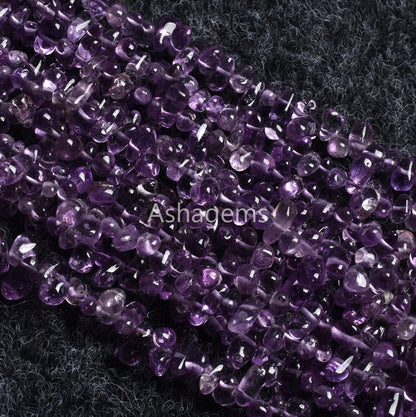 Natural Amethyst Smooth Drops Shape Beads Gemstone,13" Strand Brazil Amethyst Drops, Amethyst Side Drill Teardrop Handmade Indian Beads SALE