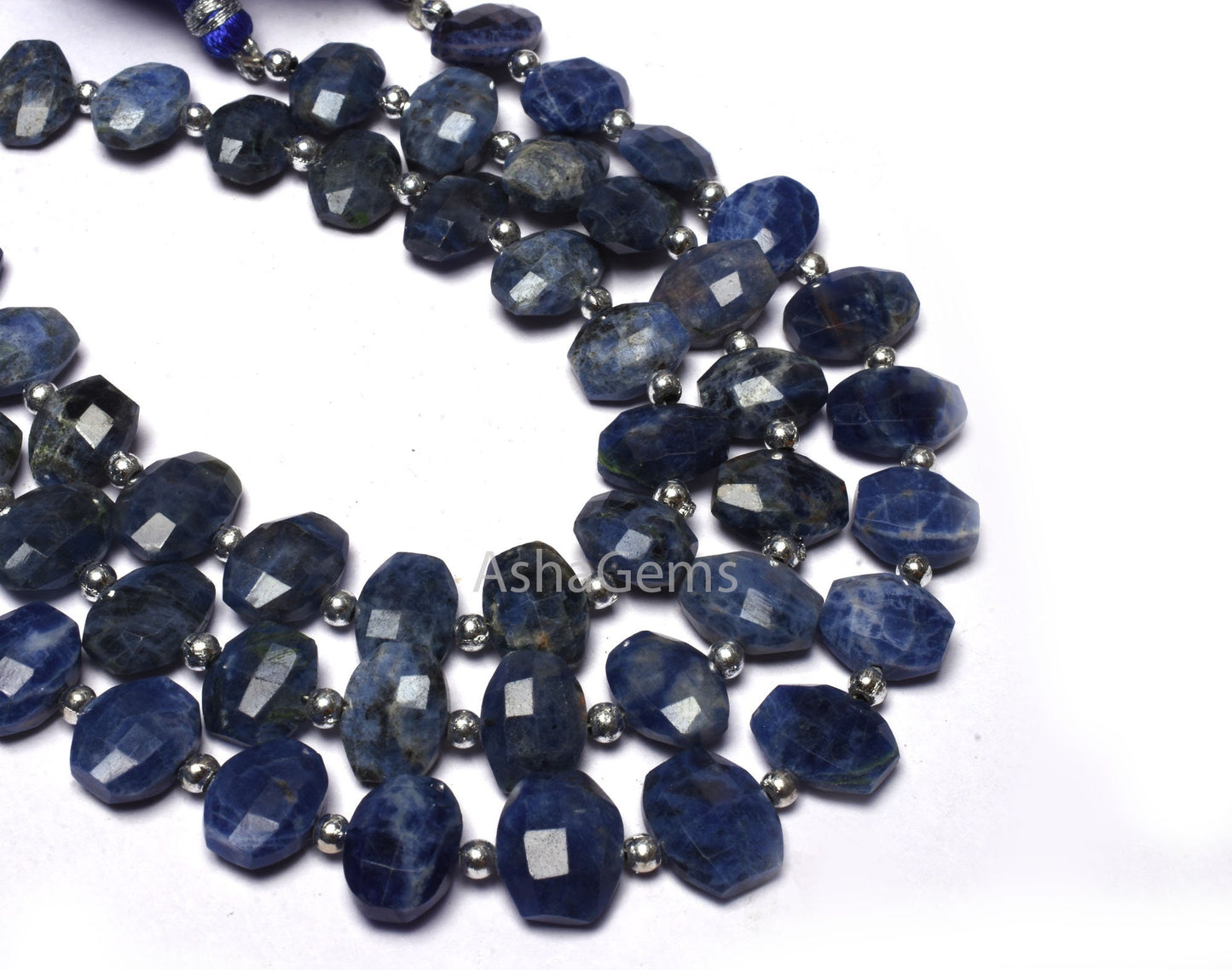 Shaded Blue Sodalite Step Cut Oval Gemstone Beads,8-12 mm Natural sodalite Beads,8.5" Strand Sodalite Fancy Oval Faceted Beads Jewelry Craft