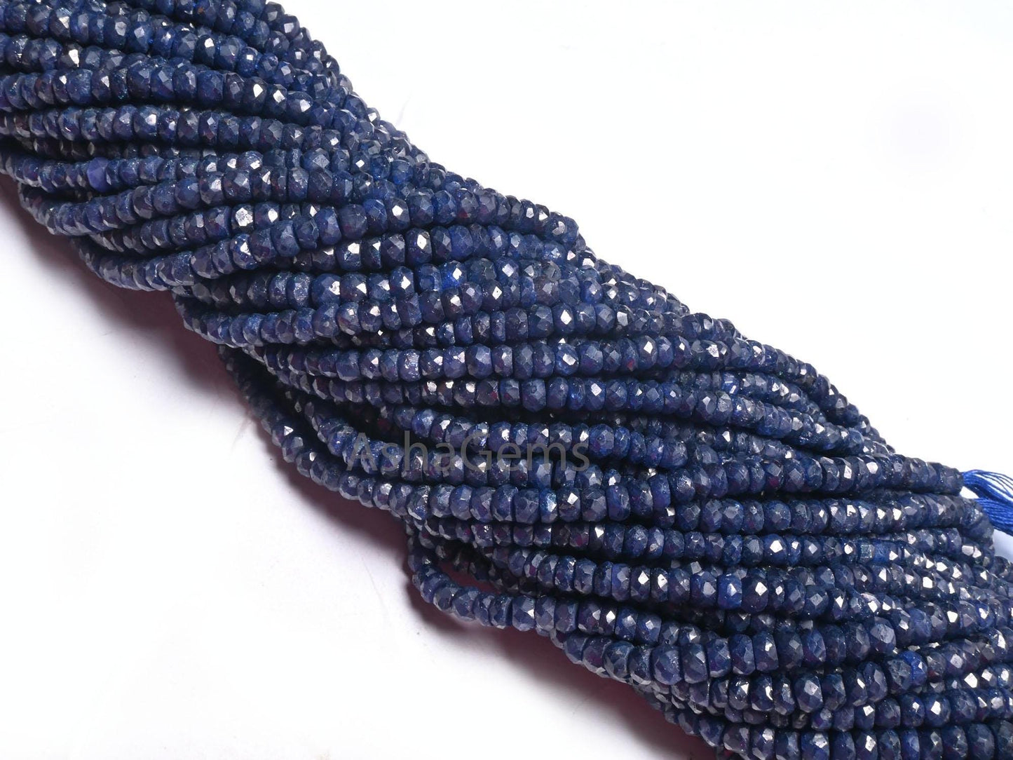 Beautiful Blue Sapphire Faceted Rondelle Shape Beads, Fine Blue Corundum Indian cut Gemstone Beads, sapphire beads necklace making Jewelry