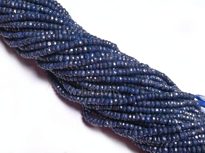 Beautiful Blue Sapphire Faceted Rondelle Shape Beads, Fine Blue Corundum Indian cut Gemstone Beads, sapphire beads necklace making Jewelry