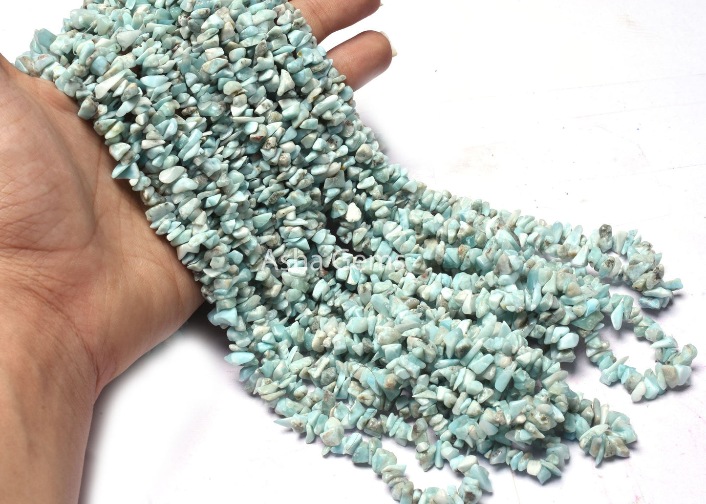 Natural Blue Larimar Uncut Chips Gemstone Beads,34" Strand Larimar Smooth Raw Rough Tiny Nugget Beads, Larimar Beads Jewelry Craft Necklace