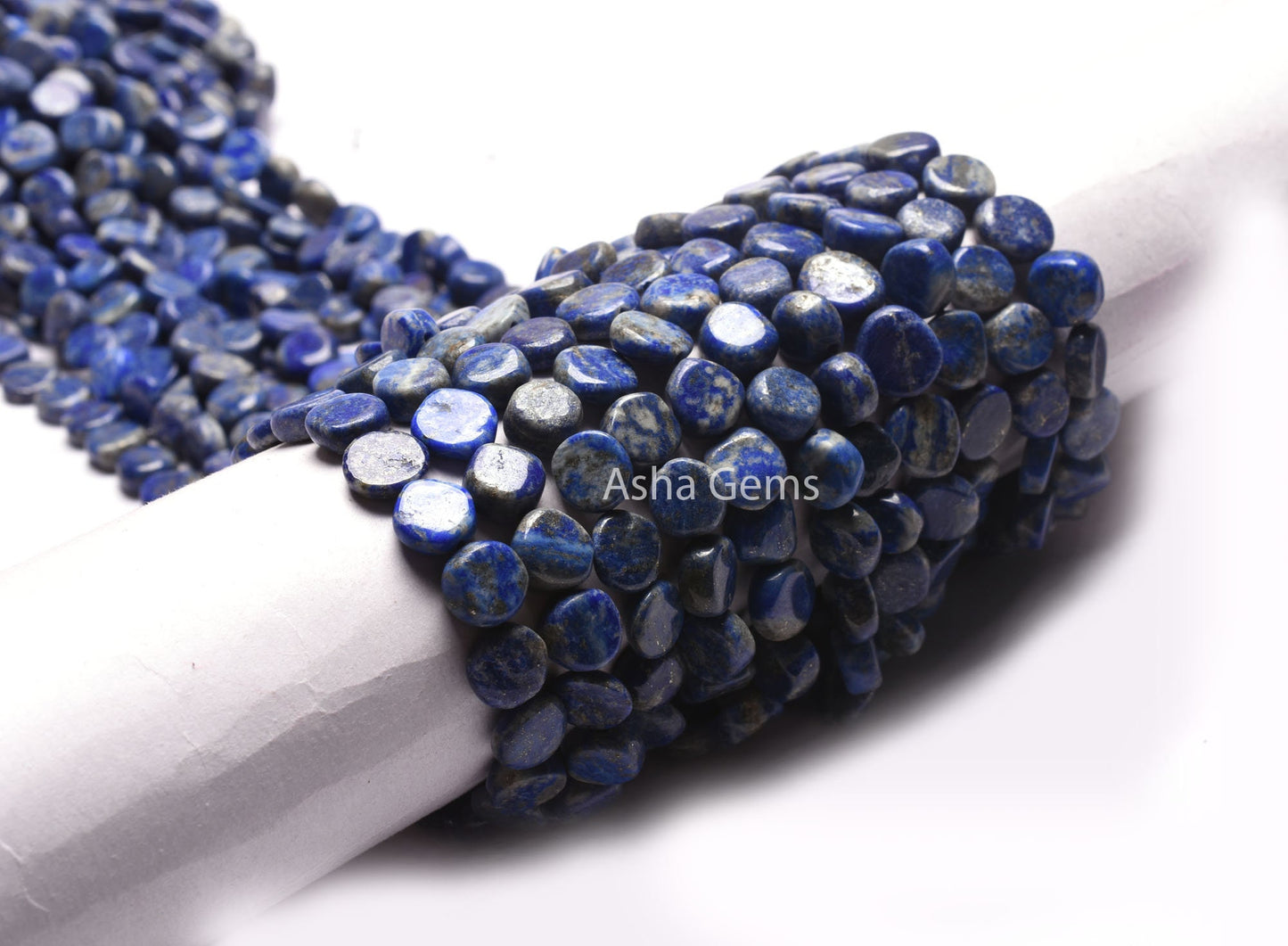 Natural Lapis Lazuli Smooth Coin Gemstone Beads,13" Strand Blue Lapis Plain Handmade Uneven Flat Coin Straight Drill Bead lapis Jewelry SALE