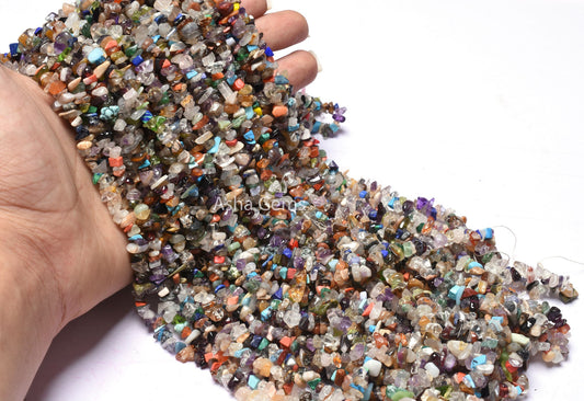 34"Strand Beautiful Natural Multi Color Gemstone Uncut Chips Gemstone Beads Smooth Raw Rough Uneven Tiny Bead Mix Gemstone Bead jewelry Sale