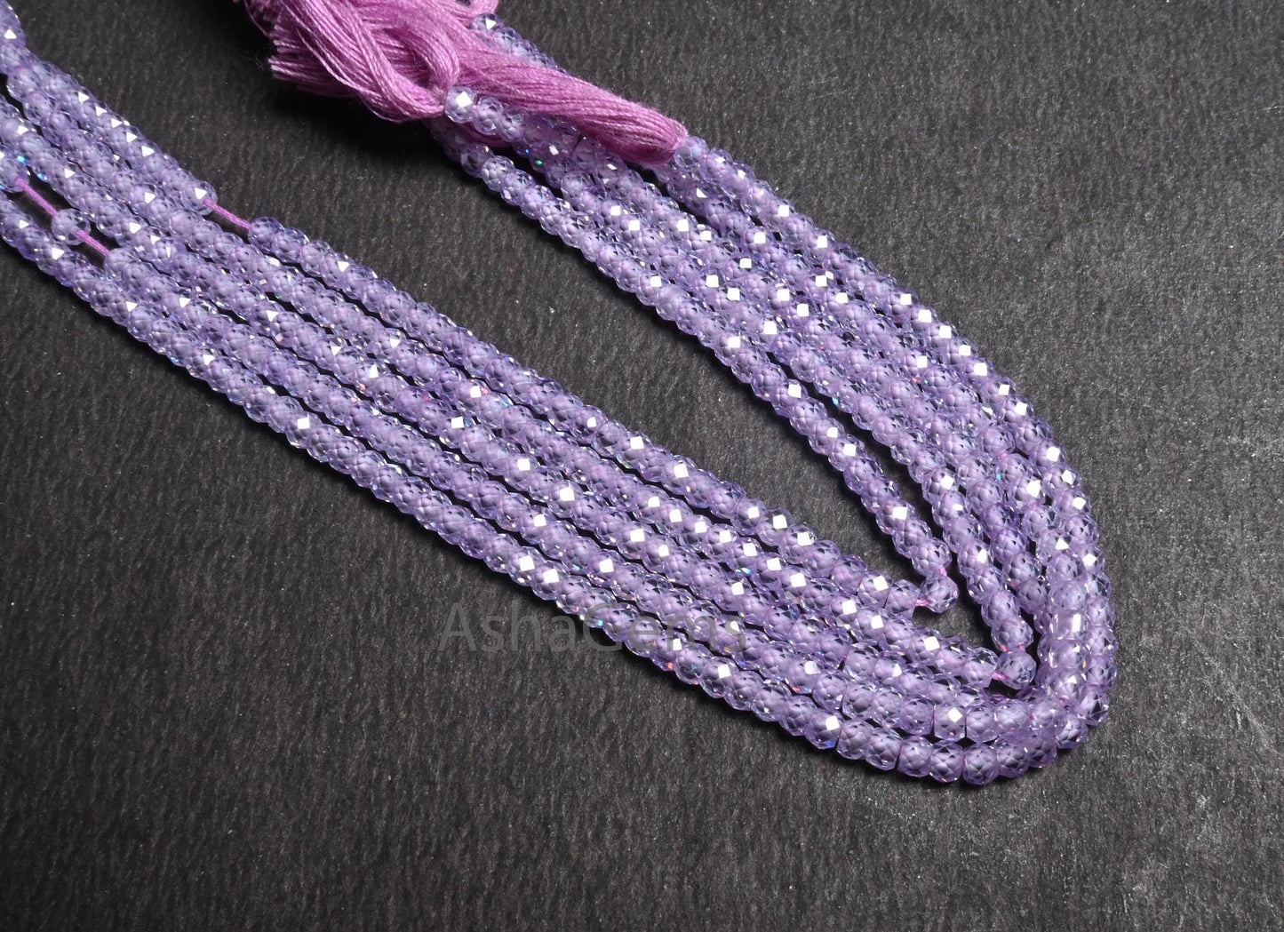 3 mm Wonderful Light purple Lavender Zircon Machine Cut Rondelle Beads, 13" Cubic zircon Micro Faceted Rondelle Beads Jewelry Craft SALE