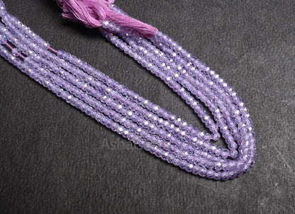 3 mm Wonderful Light purple Lavender Zircon Machine Cut Rondelle Beads, 13" Cubic zircon Micro Faceted Rondelle Beads Jewelry Craft SALE