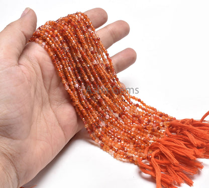 Fine Carnelian Micro Cut Round Shape Faceted Gemstone Beads,3.2 mm Shaded Red Orange Carnelian Machine Cut Bead Carnelian Bead Jewelry SALE