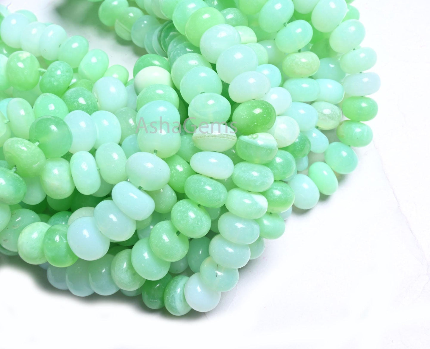 Beautiful Shaded Green Parrot Opal Smooth Rondelle Gemstone Beads, AAA Mint Green Opal Plain handmade Beads, Opal Beads Jewelry Making Craft