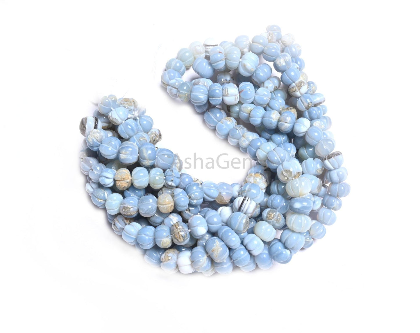 Beautiful Blue opal carving Watermelon beads,16" Shaded Blue Boulder Opal Carve Pumpkin Beads Hand Carved Gemstone Melon Bead Jewelry Crafts