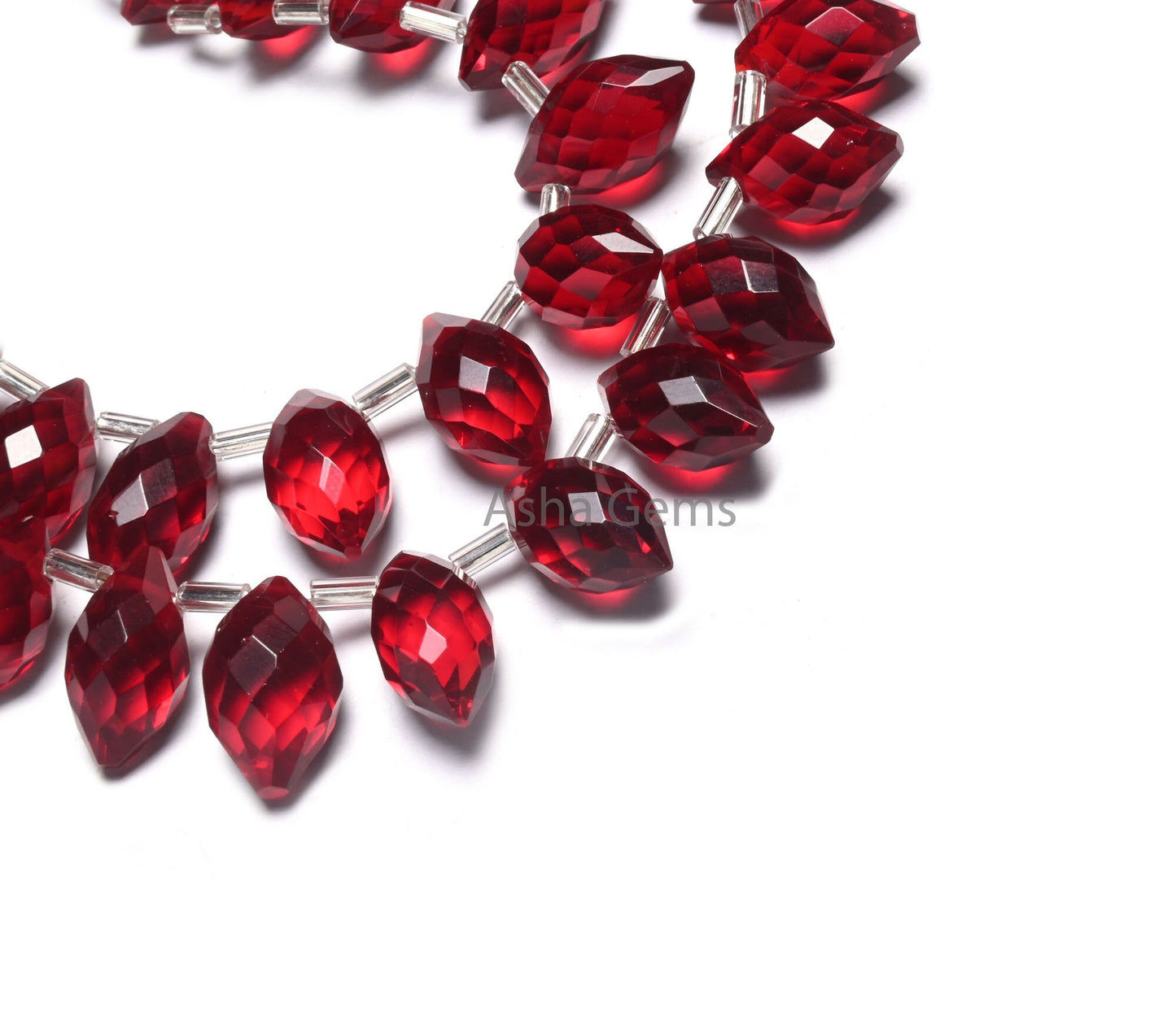 Beautiful Red Quartz Hydro Fancy Barrel Shape Faceted Beads, AAA Red Ruby Color Hydro Fancy Loi Shape Pointed Briolette Beads Jewelry Crafts