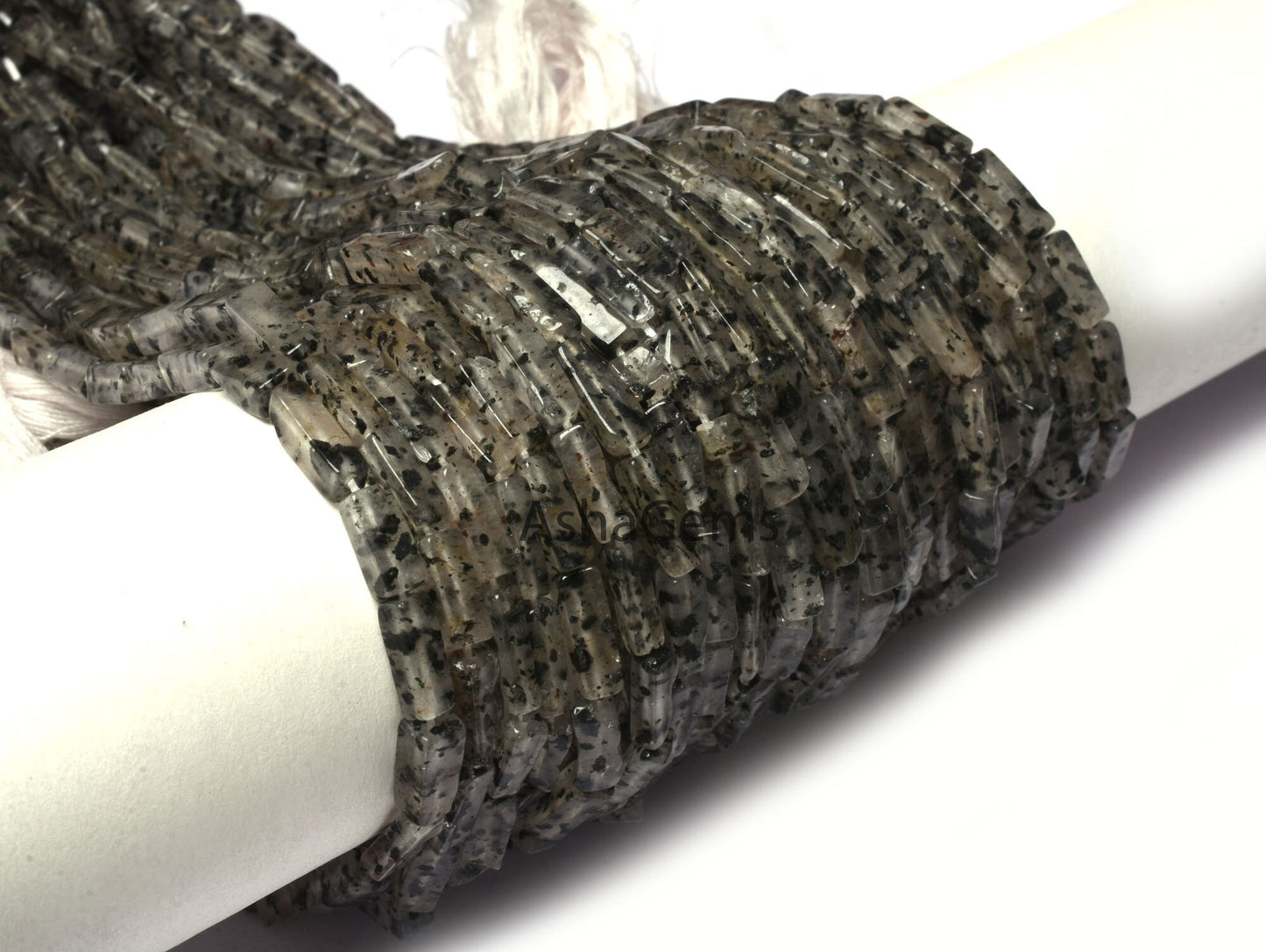 Natural Black Dot Quartz Smooth Rectangle Beads,13" Strand Dot Quartz Plain Handmade Long Rectangle Uneven Beads, Quartz Beads Jewelry SALE