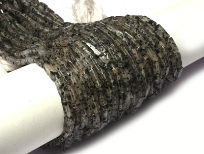 Natural Black Dot Quartz Smooth Rectangle Beads,13" Strand Dot Quartz Plain Handmade Long Rectangle Uneven Beads, Quartz Beads Jewelry SALE