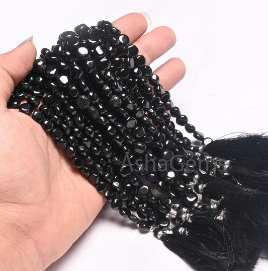 Fine Quality Black Spinal Smooth Coin Shape Gemstone Loose Beads,8" Natural Spinel Plain Handmade Coin Bead, Coal Black Spinel Beads Jewelry