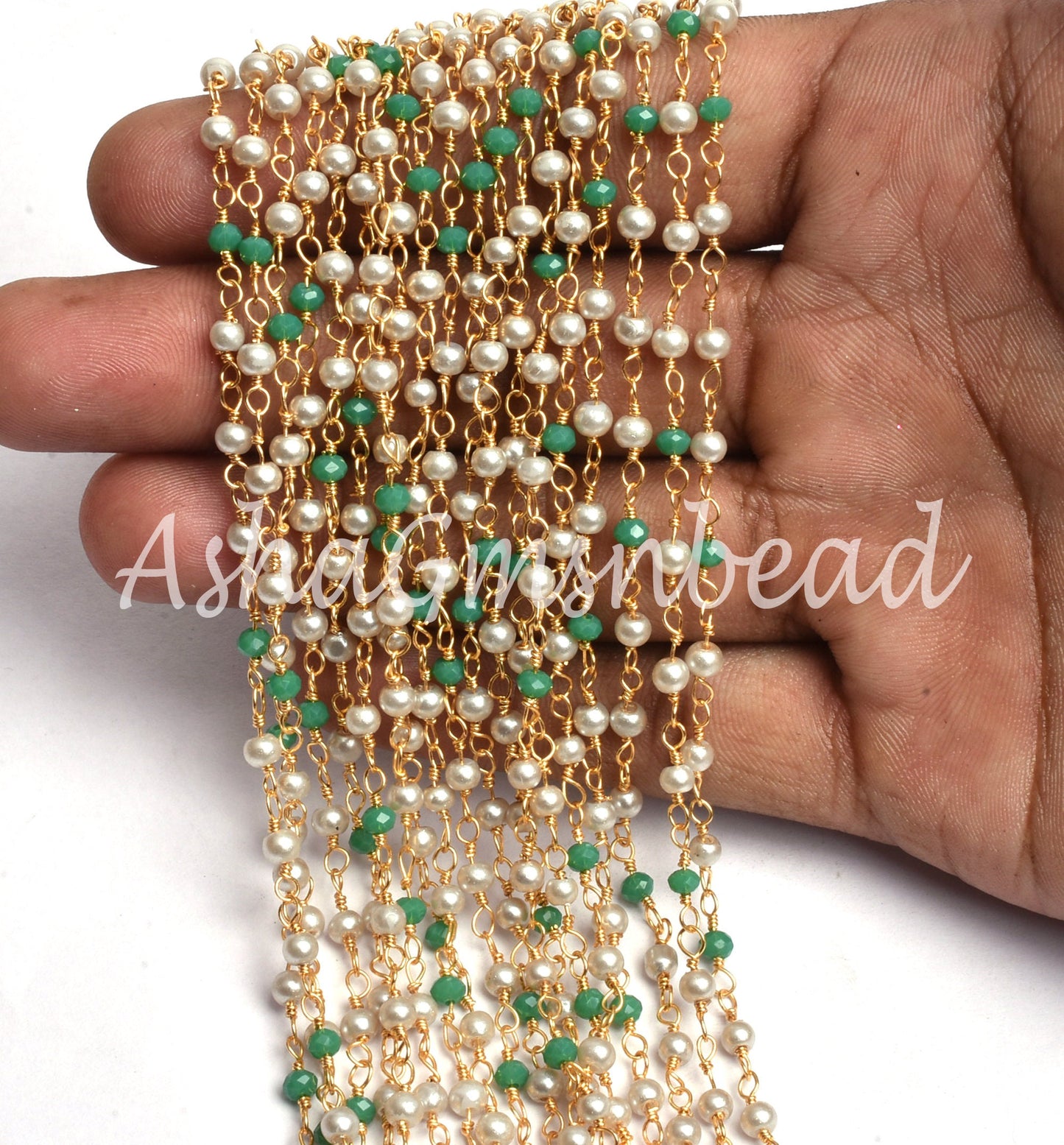 1,3,10,50 Feet Chain Beautiful Multi Color Rosary Chain Pearl Emerald Hydro Faceted Rondelle Beads Chain Gold Plated Wire Wrap Chain Jewelry