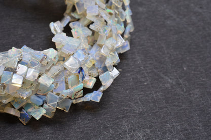 Natural Ethiopian Opal Smooth Uneven Square Shape Beads,Flashy Welo Fire White Ethiopian Opal Fancy Kite Gemstone Handmade Bead Jewelry SALE