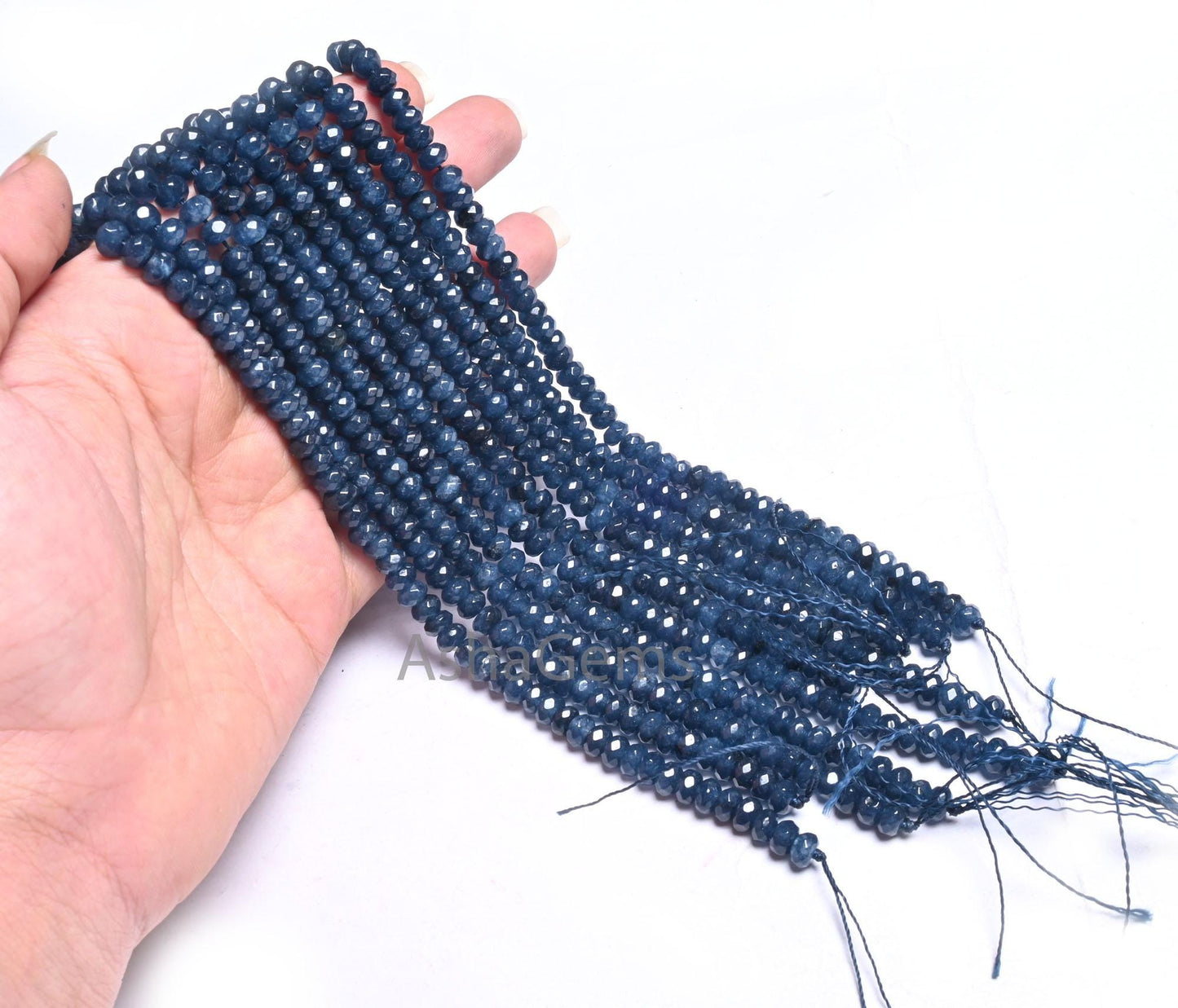 6 mm Beautiful Navy Blue Color Jade Quartz faceted Rondelle Shape Beads, Fine Blue Jade machine cut Gemstone Loose Beads Jewelry Crafts SALE