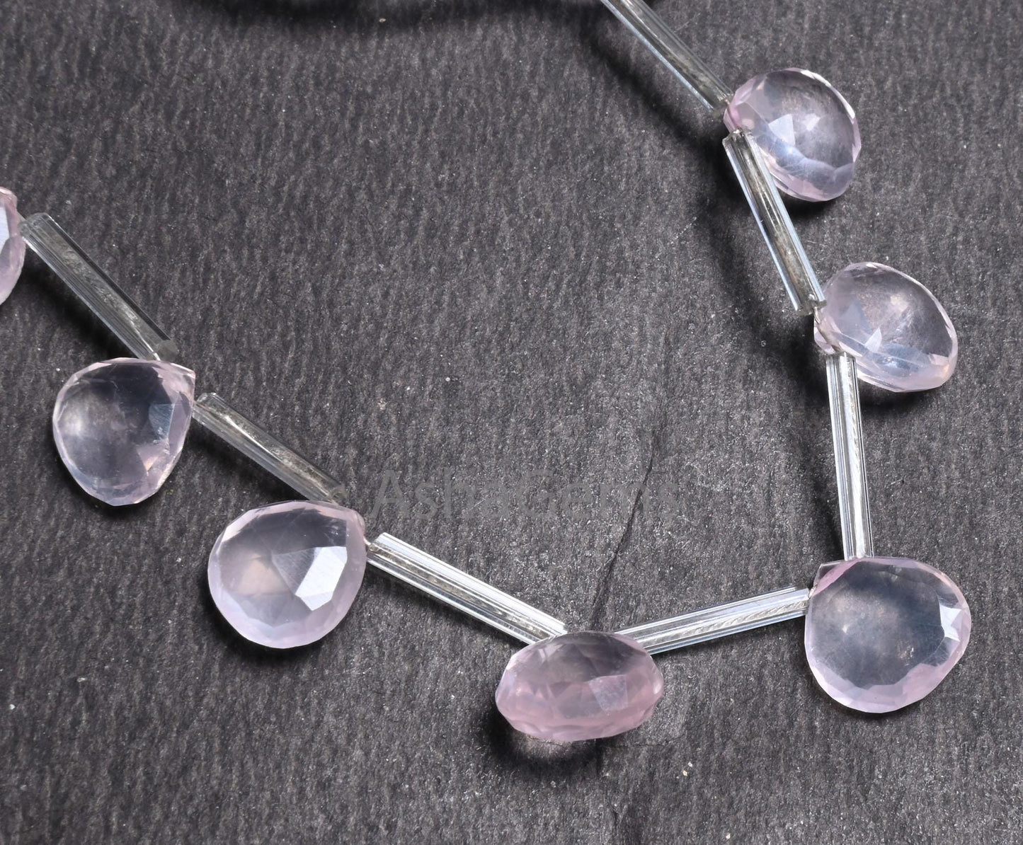 Natural Pink Rose Quartz Faceted Heart Shape Gemstone Beads,7"Strand Rose Quartz Heart Briolette beads, Rose Quartz Side Drill Beads Jewelry (AG 18654)