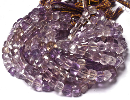 Beautiful shaded Blue ametrine faceted 3D Cube Box Gemstone beads, Genuine Ametrine box Beads, Fine Quality Ametrine Beads For Jewelry SALE