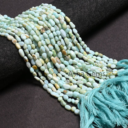 Beautiful Blue Peru Opal Smooth Nugget Beads, Peruvian Boulder Opal Tiny Nuggets Gemstone Loose Beads Jewelry Making Craft Opal Tumble Beads