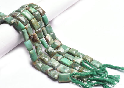 15" Strand Bio Green Chrysoprase Rectangle Handmade Beads, Natural Chrysoprase Fancy Chiclet Gemstone Beads, Chrysoprase Bead Jewelry Crafts