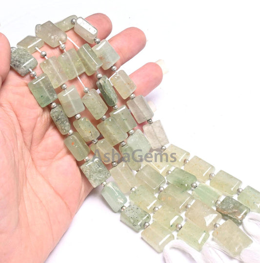 Beautiful Light Green Aventurine Smooth Rectangle Shape Gemstone Beads,9"Natural Aventurine Fancy Chicklet Handmade Margaj Bead Jewelry SALE