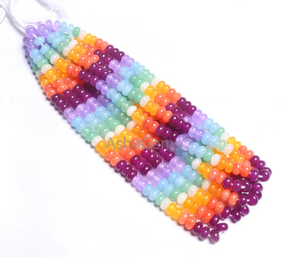 Beautiful Mix Color Quartz Smooth Rondelle Beads,8 mm Rainbow Disco Color Jade Quartz Multi Shaded Gemstone Colorful Beads Jewelry Necklace(AG 12311)
