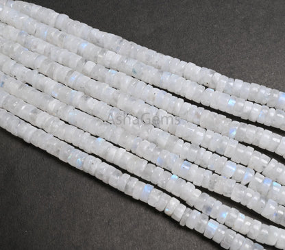 Natural Rainbow Moonstone Smooth Tyre Shape Gemstone Beads, Blue Fire Rainbow Moonstone Wheel Handmade White Rainbow Bead Jewelry Craft SALE