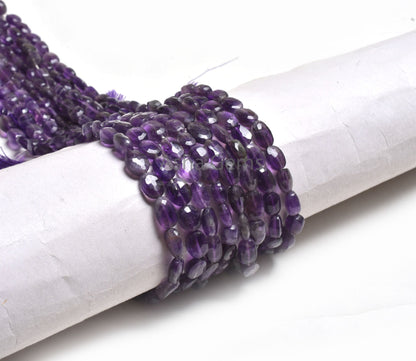 Natural Purple Amethyst faceted Indian Hand Cut Oval Shape Beads,12.5" Strand Amethyst Oval Shape Briolette Gemstone Bead Jewelry Craft SALE