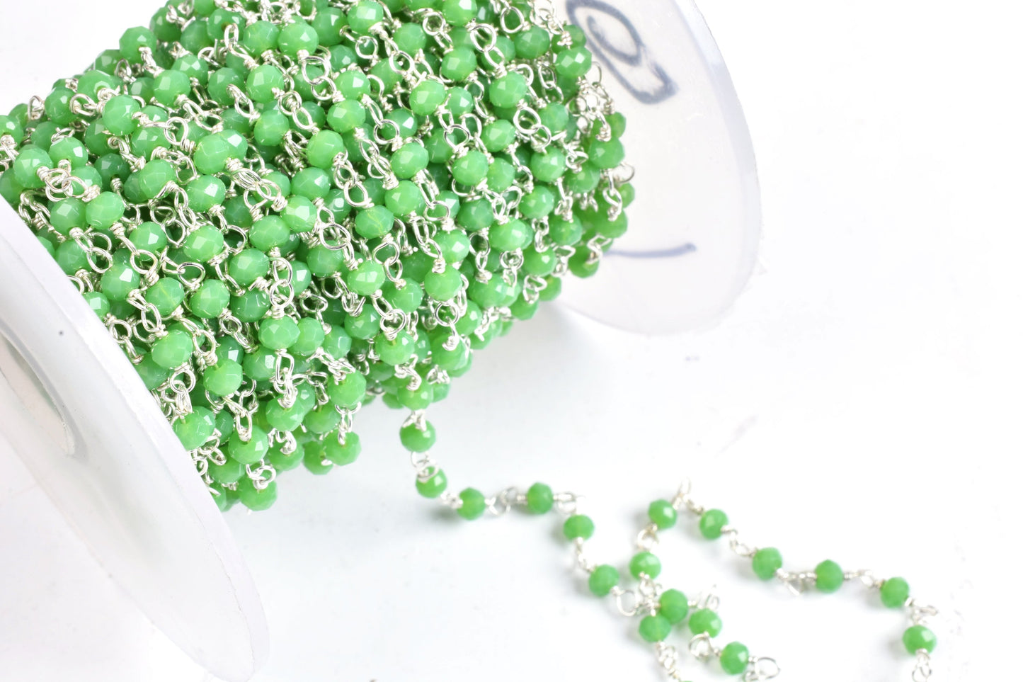 Green Jasper Hydro Faceted Rondelle Jewelry Beads Rosary Chain 1 to 50 Feet Bulk Roll Supply Chain 3-3.5 Green Crystal Rosary Chain CRAFTS