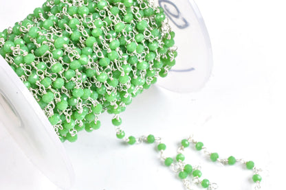 Green Jasper Hydro Faceted Rondelle Jewelry Beads Rosary Chain 1 to 50 Feet Bulk Roll Supply Chain 3-3.5 Green Crystal Rosary Chain CRAFTS