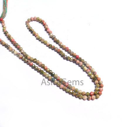 2mm Beautiful Unakite Micro Cut Faceted Gemstone Tiny Beads,13"Strand AAA Quality Unakite Machine Cut Rondelle Shape Bead Jewelry Craft SALE