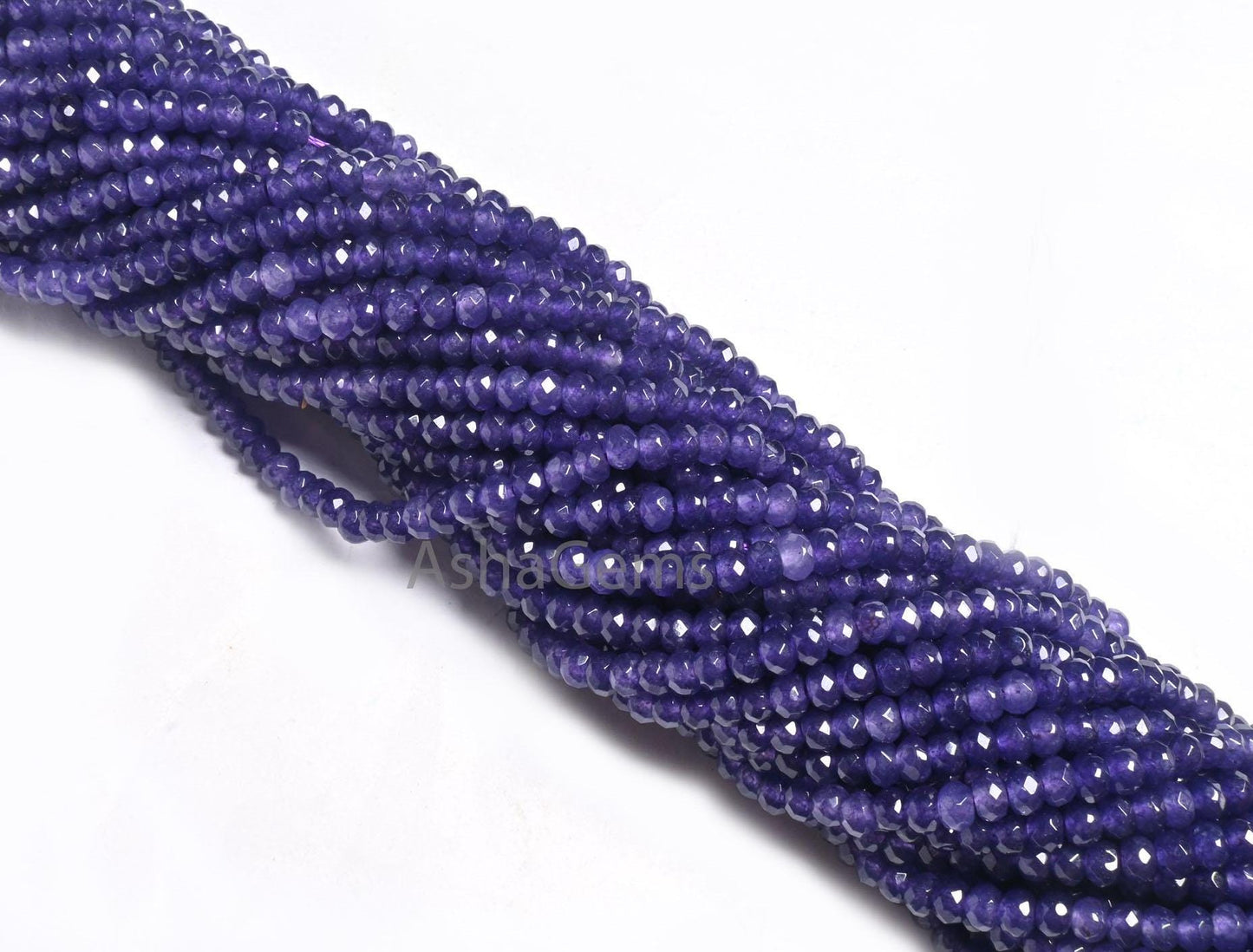 Beautiful Purple Blue Jade Quartz Faceted Rondelle Beads,4.5 mm Amethyst Color Jade Machine Cut Beads, Jade Quartz Beads Jewelry Crafts SALE (15390 c)