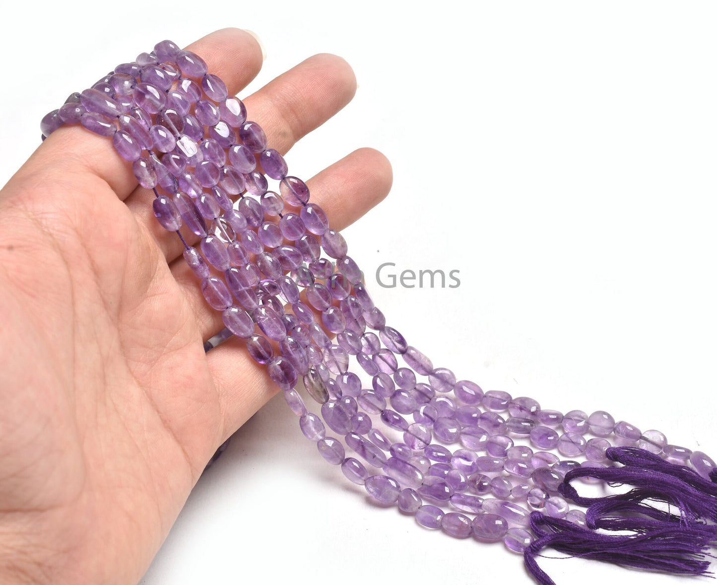 Natural Amethyst Smooth Handmade Oval Shape Gemstone Beads,13" Purple Blue Amethyst Uneven Oval Nugget Beads, African Amethyst Bead Jewelry
