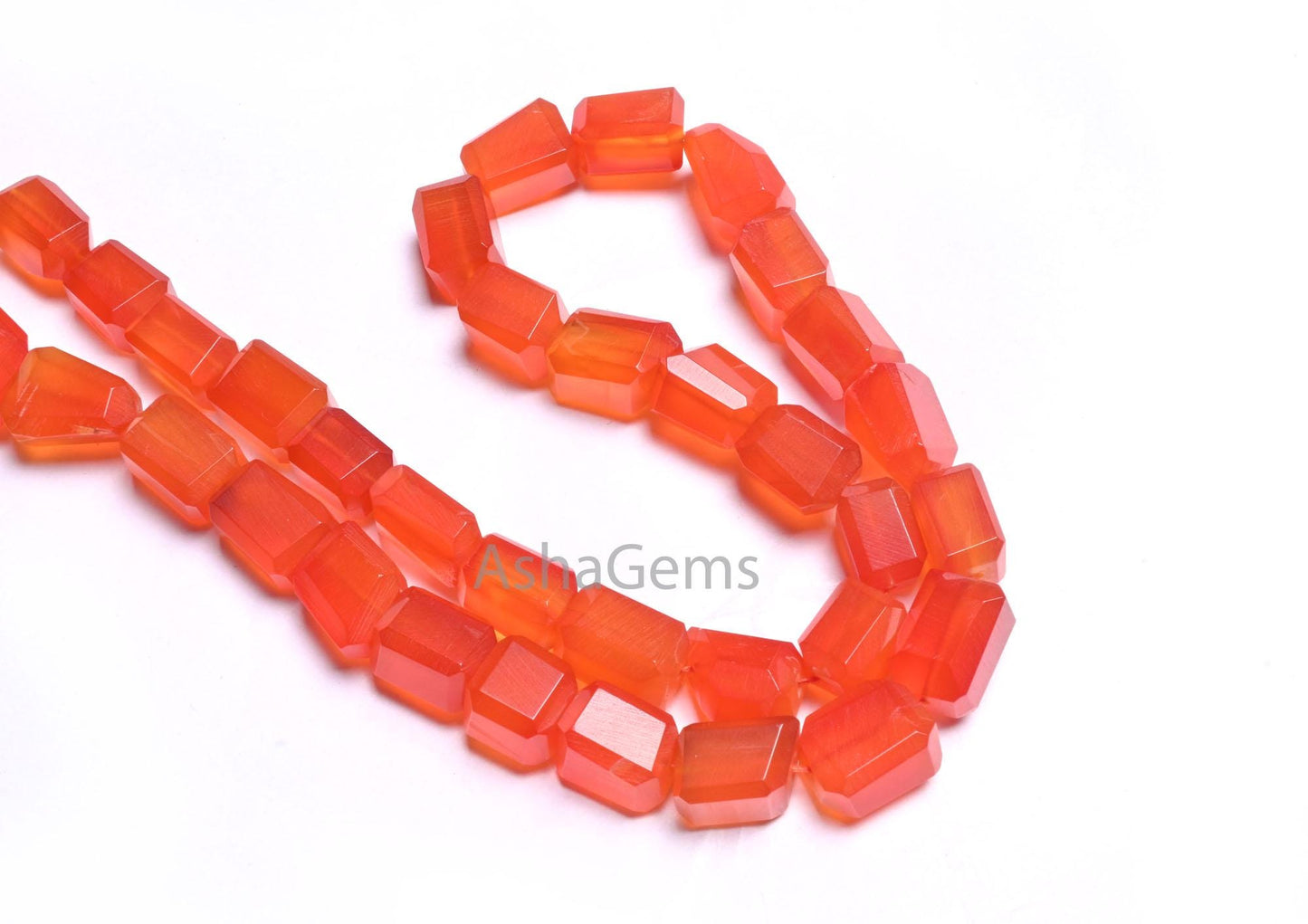 Beautiful Red Orange Chalcedony faceted Nugget Shape Handmade Beads, AAA Chalcedony Tumble Gemstone Indian Cut Chalcedony Beads Jewelry SALE