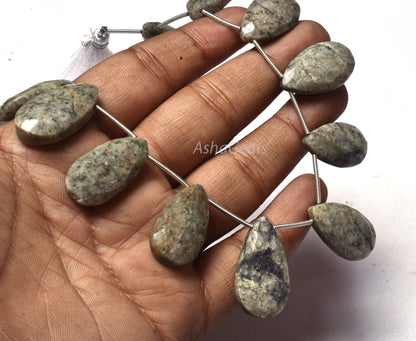 12 Piece strand Grey Jasper Teardrop Beads,12x21-14x25 mm Shaded Grey Jasper Faceted Pear Briolette gemstone beads,8' strand Jasper beads
