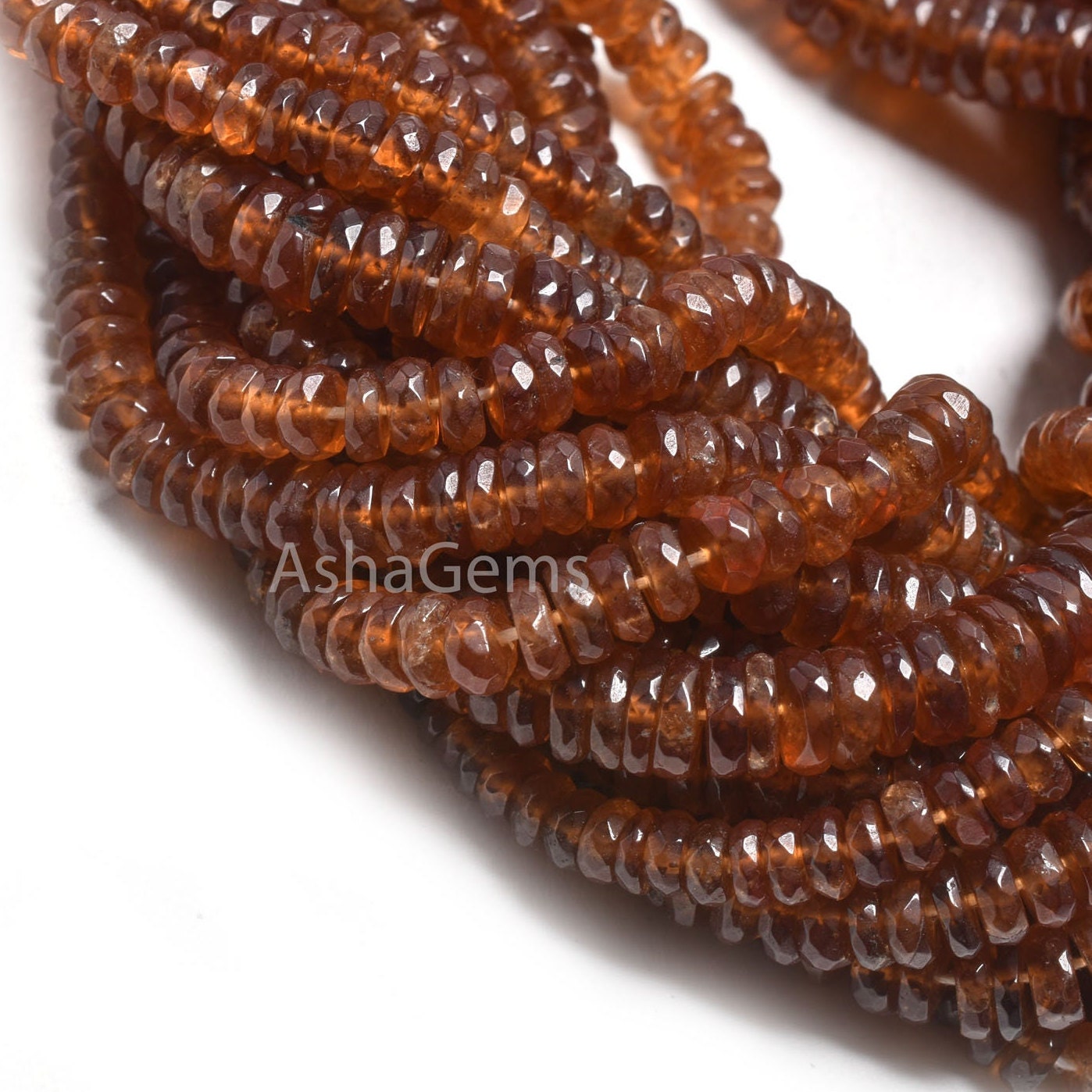 Natural Hessonite Garnet Faceted Heishi Tyre Beads,16" Hessonite Beads, Brown Hessonite Flat Wheel Shape Gemstone Bead Jewelry Making Crafts