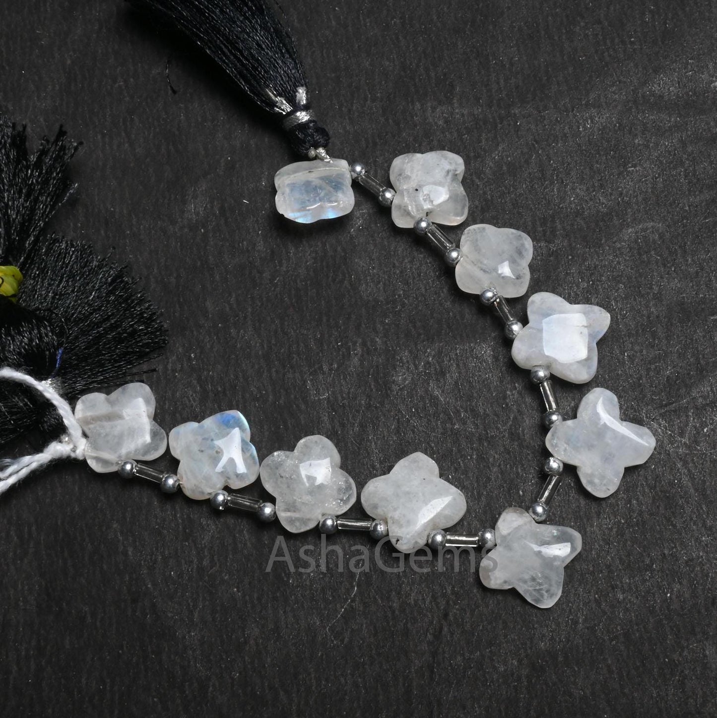 Beautiful White Rainbow Moonstone Carve Flower Gemstone Beads, Blue Fire Rainbow carving handmade Fancy Side Drill Beads Jewelry Craft SALE