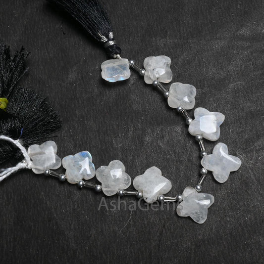 Beautiful White Rainbow Moonstone Carve Flower Gemstone Beads, Blue Fire Rainbow carving handmade Fancy Side Drill Beads Jewelry Craft SALE