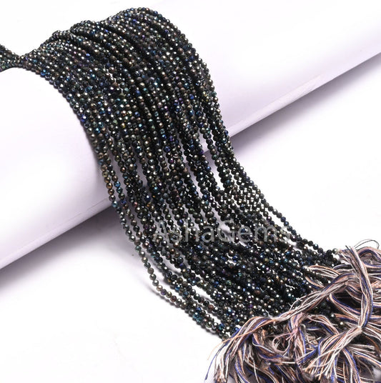 Natural Black Spinal Mystic Coated Micro Cut Tiny Gemstone Loose Beads, Spinel Disco Coated Faceted Rondelle Bead Spinal Jewelry Crafts SALE