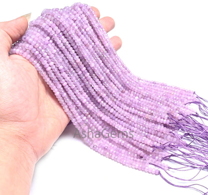 Beautiful Light Purple Lavender Color Jade Quartz Faceted Rondelle Gemstone Beads,4.5mm Jade Machine Cut Jade Quartz Bead Jewelry Craft SALE