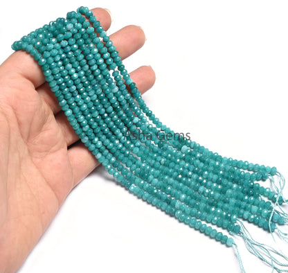 14"Strand Pine Blue Green Jade faceted Rondelle Shape Beads,4.5mm Fine Jade Quartz machine cut Gemstone Loose Bead Jewelry Making Craft SALE