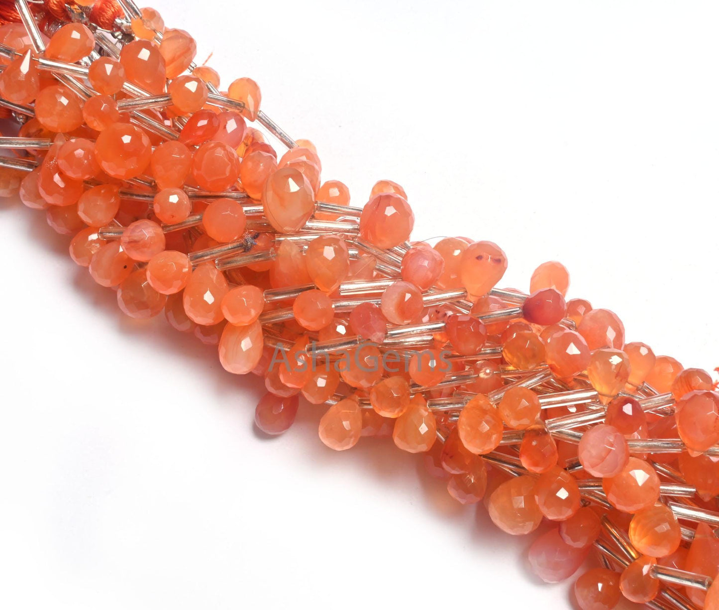 Beautiful Orange Carnelian Faceted Drop Shape Beads, Natural Carnelian Side Drill Gemstone Teardrop Fine carnelian Beads Jewelry Crafts SALE (AG 18599)