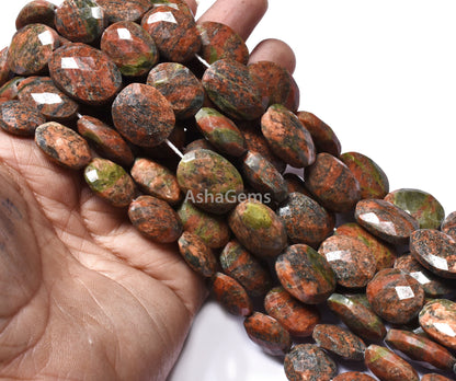 11" Strand Beautiful Unakite Faceted Oval Shape Beads,Natural Unakite Faceted Handmade Beads, Unakite Loose Beads, Unakite Jewelry Crafts