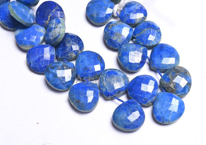 11 mm Natural Lapis Lazuli Faceted Heart Beads,7" Blue Lapis Heart Briolette Side Drill Gemstone Beads, Lapis Bead Jewelry Making Craft SALE (AG 18689 )