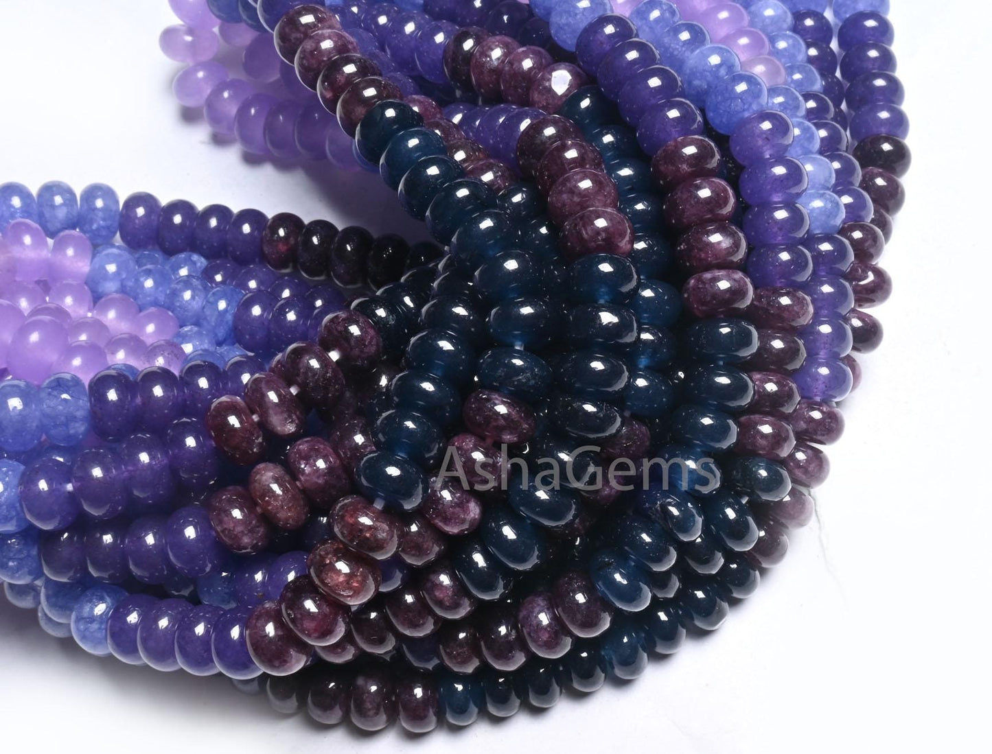 Beautiful Multi Blue Jade Quartz Smooth Rondelle Gemstone Beads,8 mm Disco Shaded Blue Brown Lavender Color Quartz Bead Jewelry making Craft (AG 12306)