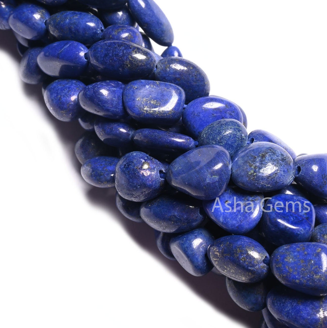 AAA Quality Lapis Smooth Nugget Gemstone Loose Beads,18"Blue Lapis Tumble handmade Graduation Size Beads, Lapis Lazuli Bead Necklace Jewelry
